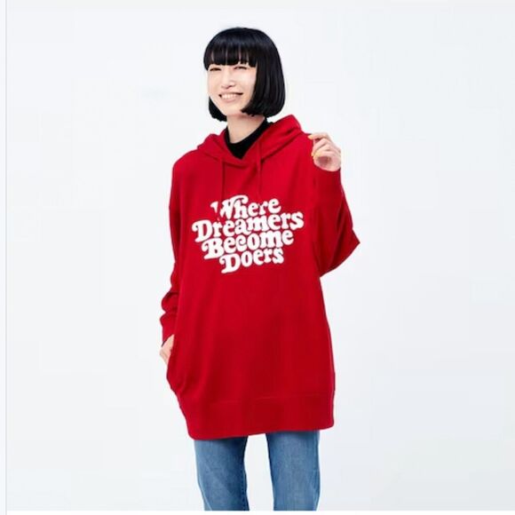Uniqlo x Verdy Hoodie Women XL Red Rise Dreamers Become Doers Rise Again Pockets - Picture 1 of 10